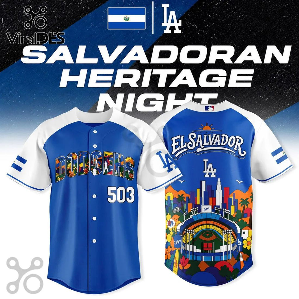 Los Angeles Dodgers Salvadoran Heritage Night Blue Jersey