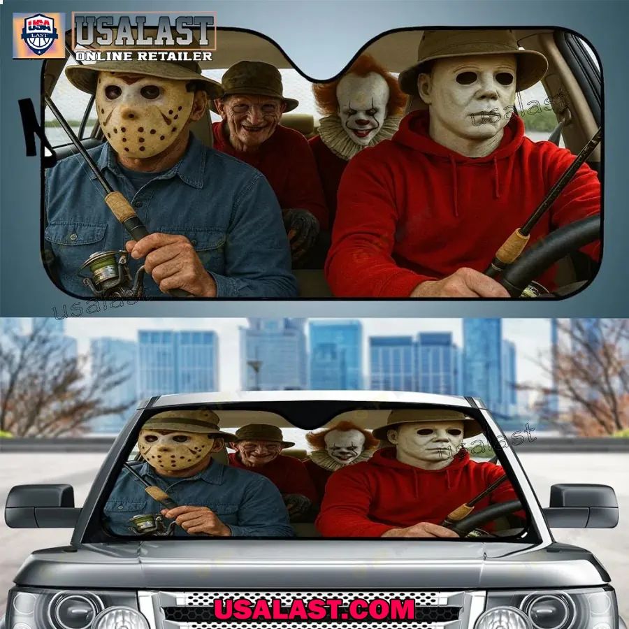 Fishing Horror Movie Characters Car Sunshade, Car Windshield Cover
