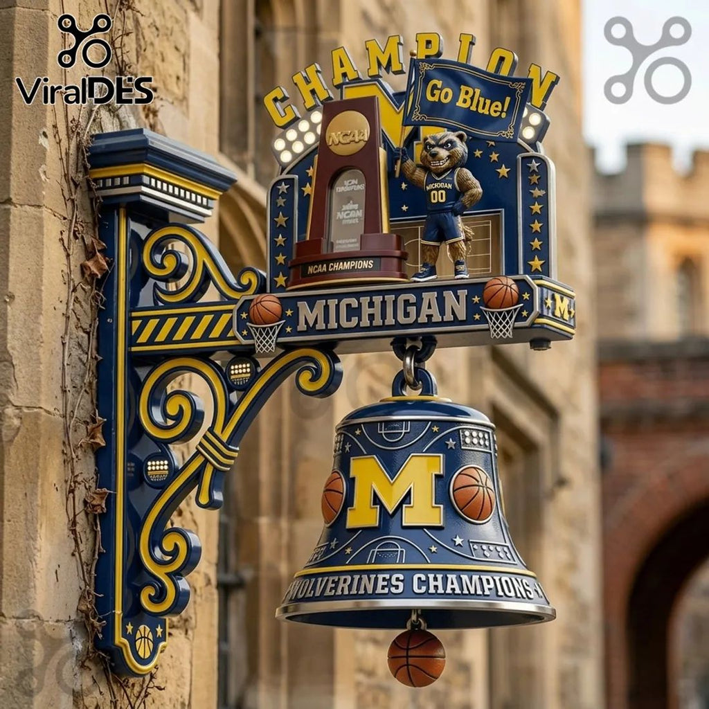 Michigan Wolverines NCAA Basketball Champions Hanging Wall Bell