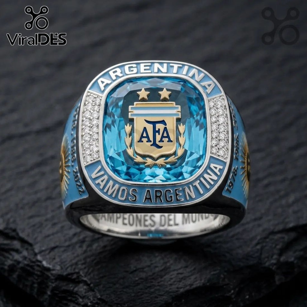 Argentina Soccer Team Triple Champion Commemorative Silver Ring