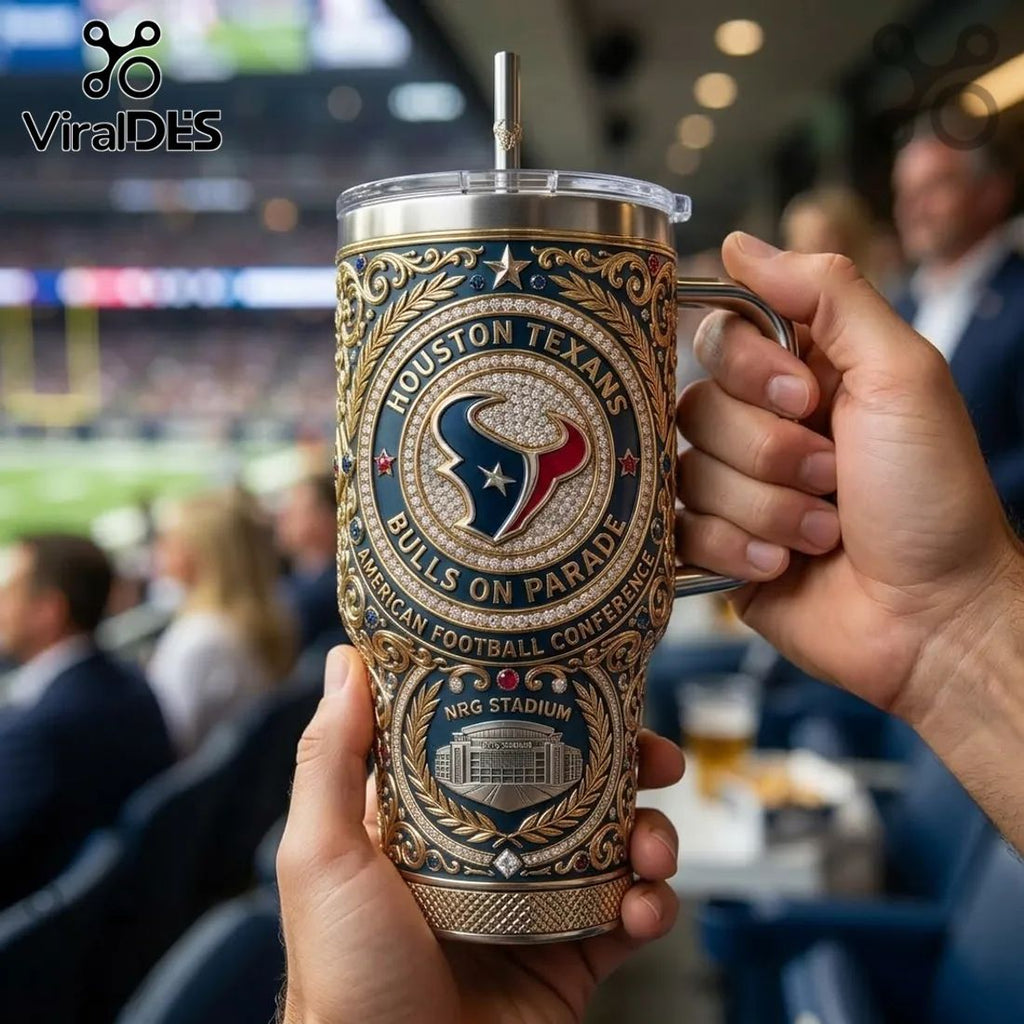 Houston Texans Luxury Jeweled YETI 40oz Stanley Tumbler