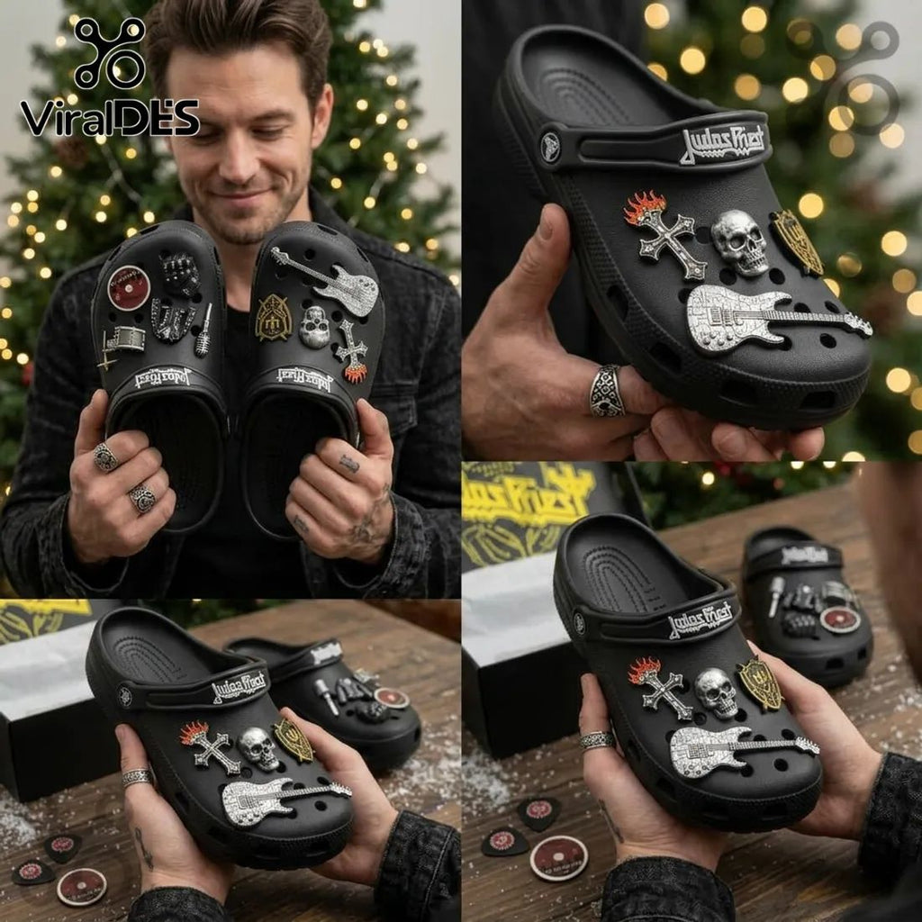 Judas Priest Invincible Shield Limited Edition Crocband Clogs