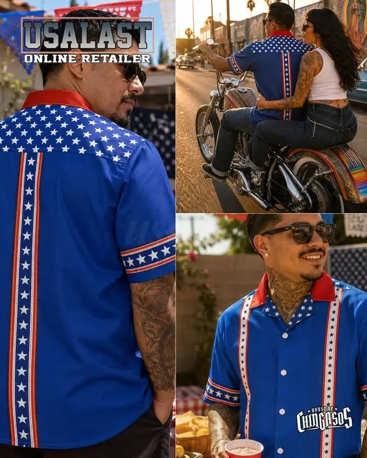 Estrellas 4th of July Button Up Hawaiian Shirt