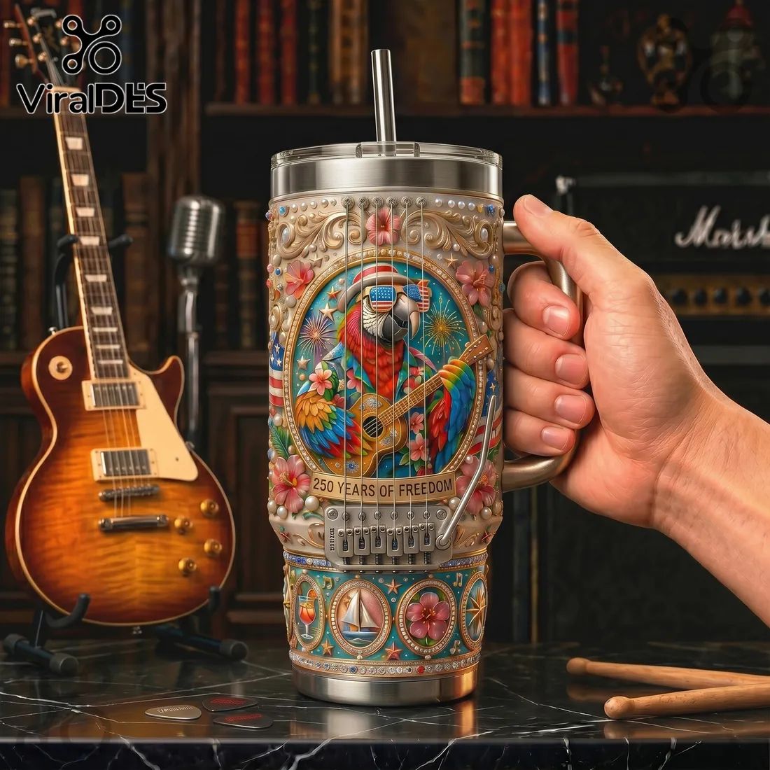Jimmy Buffett Margaritaville 250 Years Stainless Steel Handle Tumbler