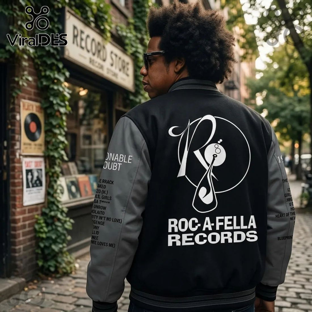 Jay-Z Roc-A-Fella New York Yankees Black Baseball Jacket
