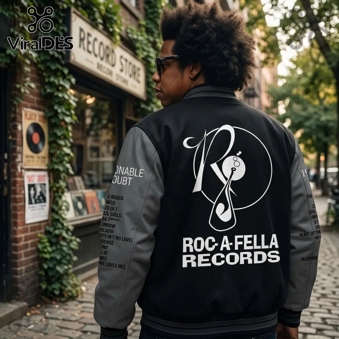 Jay-Z Roc-A-Fella New York Yankees Black Baseball Jacket