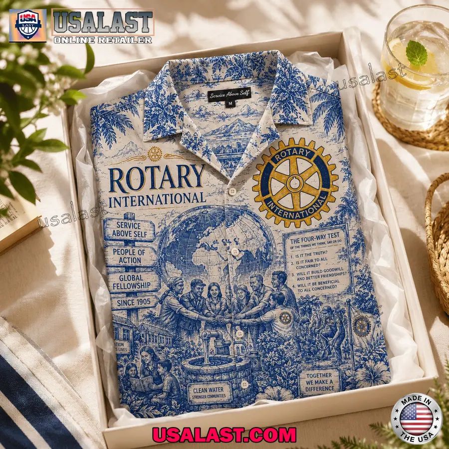 Rotary International Vintage Tropical Hawaiian Shirt