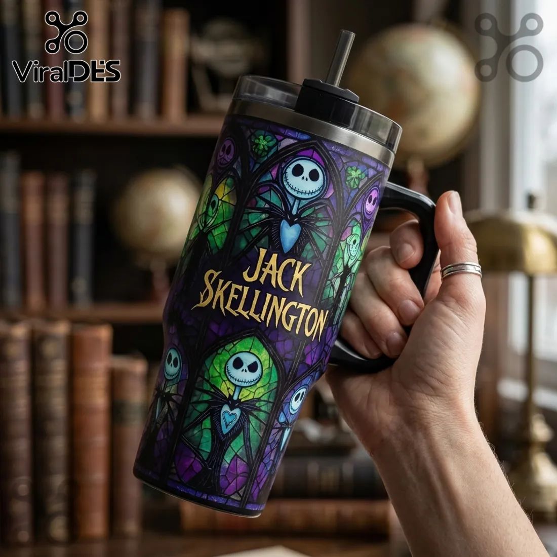 Jack Skellington Stained Glass 40oz Stainless Steel Tumbler