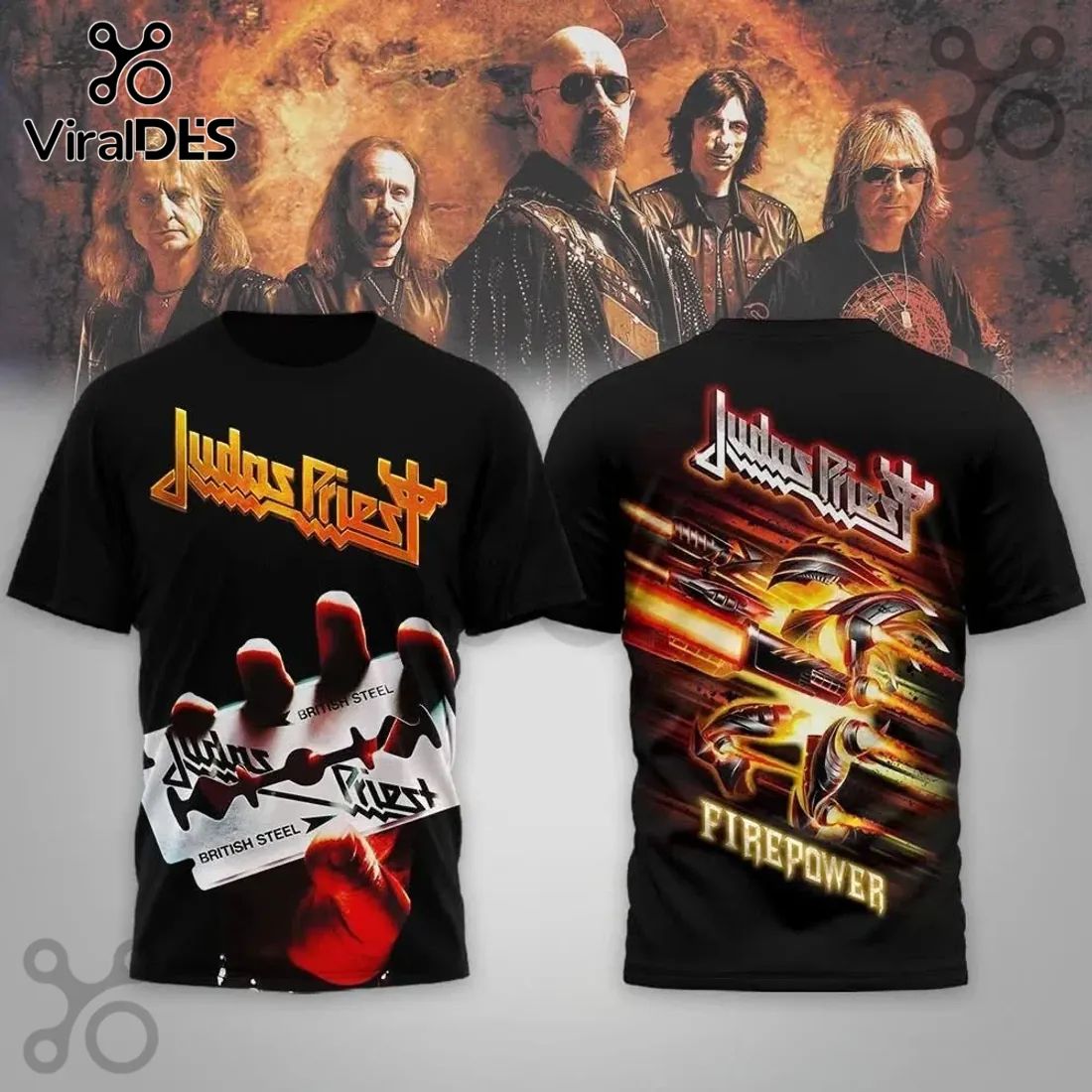 Judas Priest British Steel Firepower Band Music T-Shirt