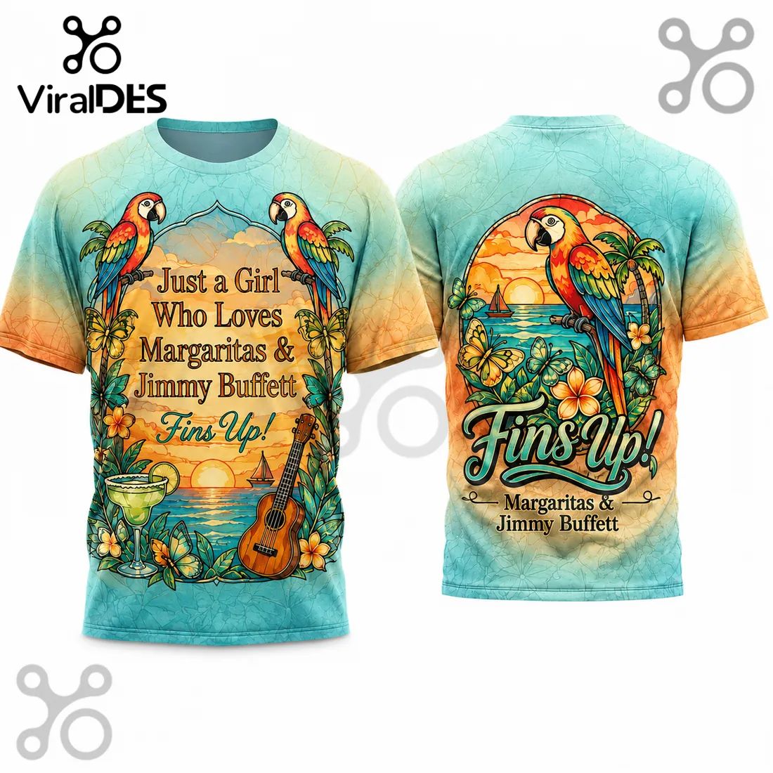 Just A Girl Who Loves Margaritas Jimmy Buffett Fins Up Shirt