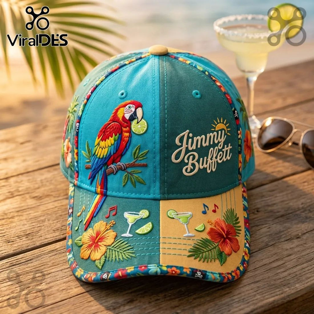 Jimmy Buffett Tropical Parrot and Margarita Adjustable Cap
