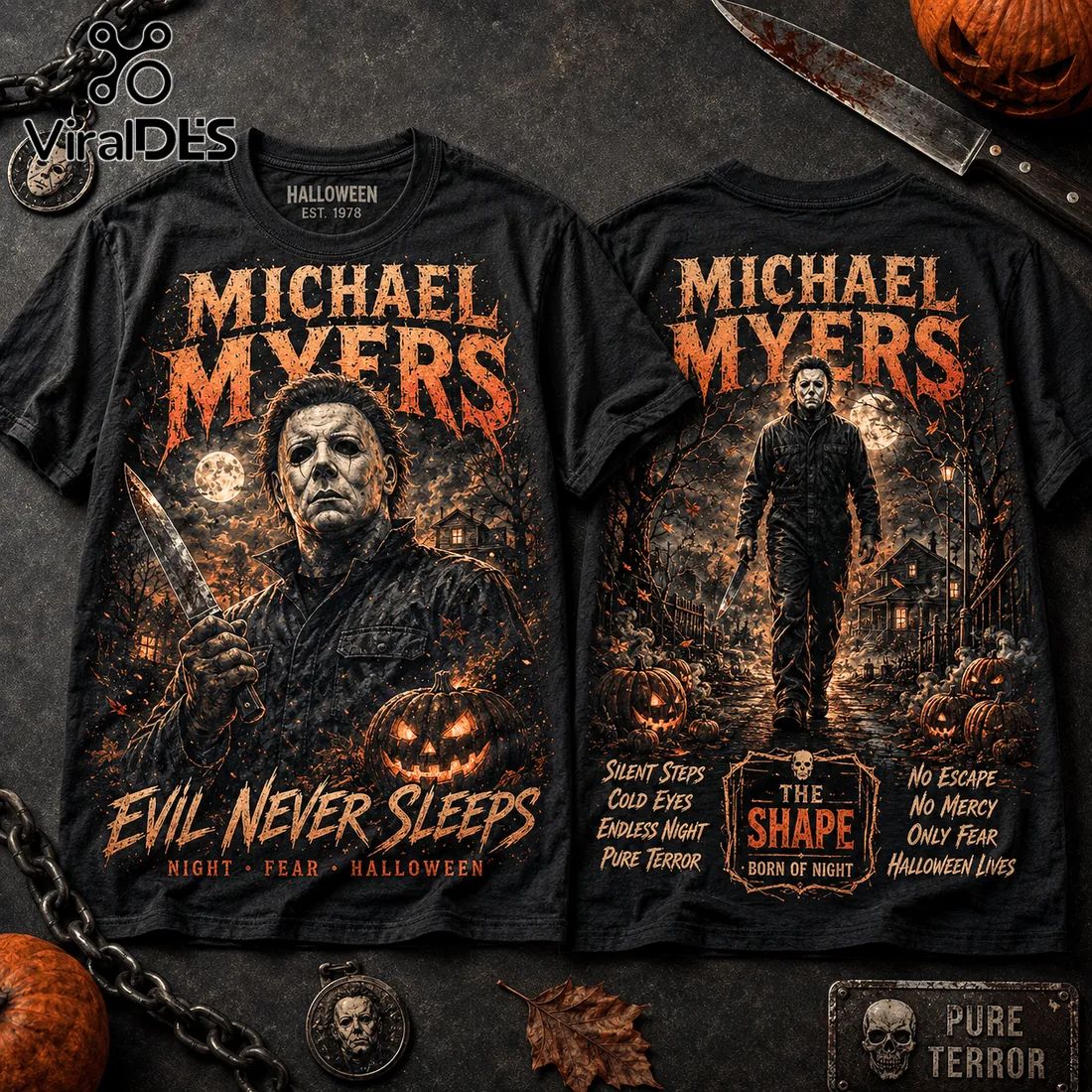 Michael Myers Halloween Evil Never Sleeps T-Shirt