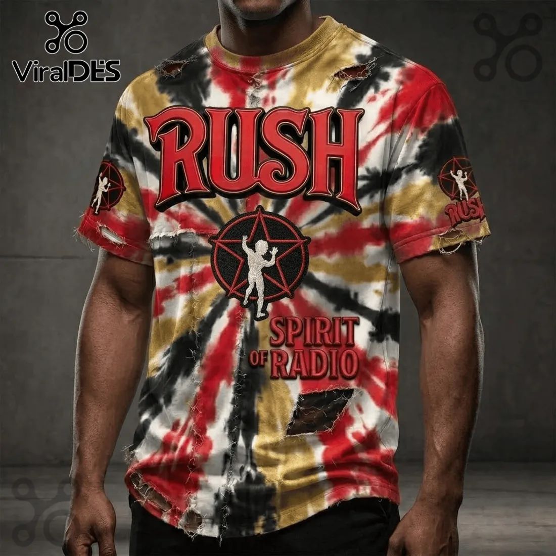 Rush Band Spirit Of Radio Starman Multi Color Distressed T-Shirt