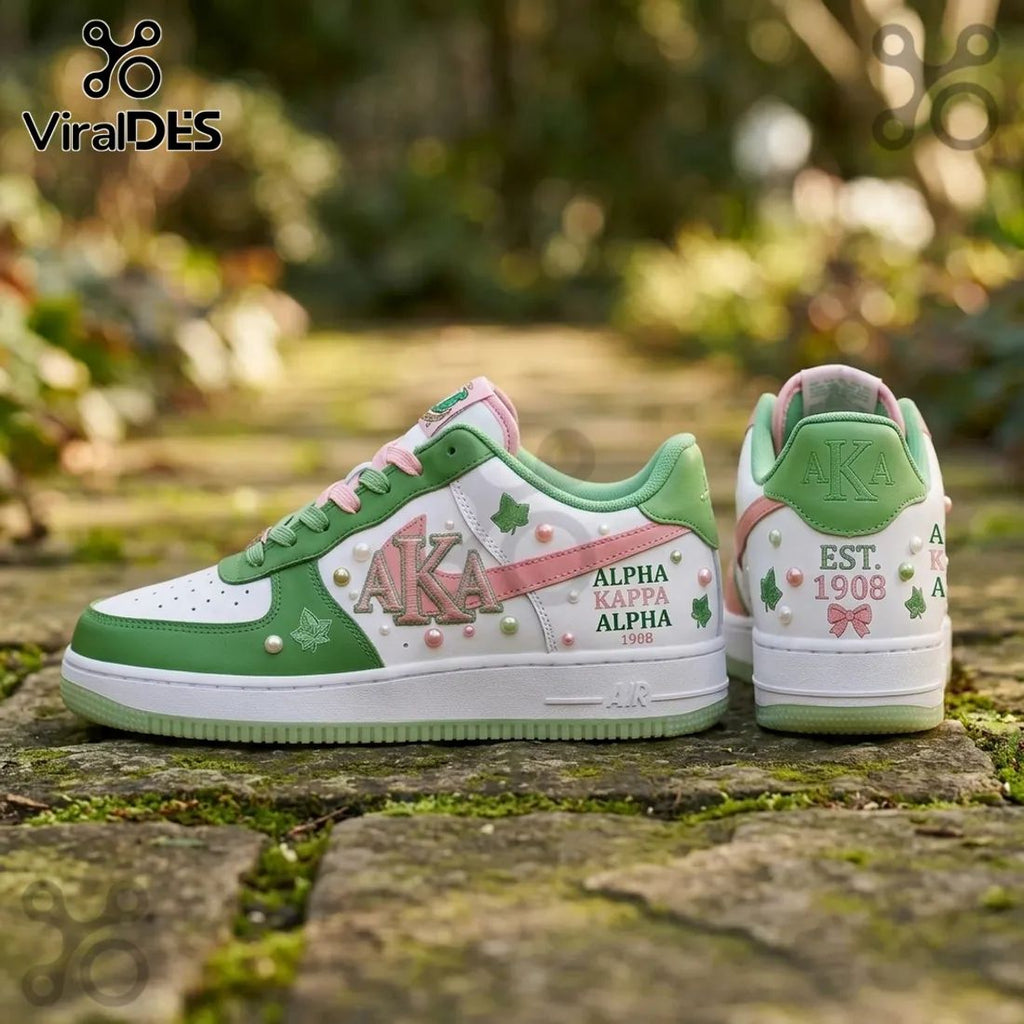 Alpha Kappa Alpha AKA Pink Green Ivy Pearl Custom 1908 Air Force 1