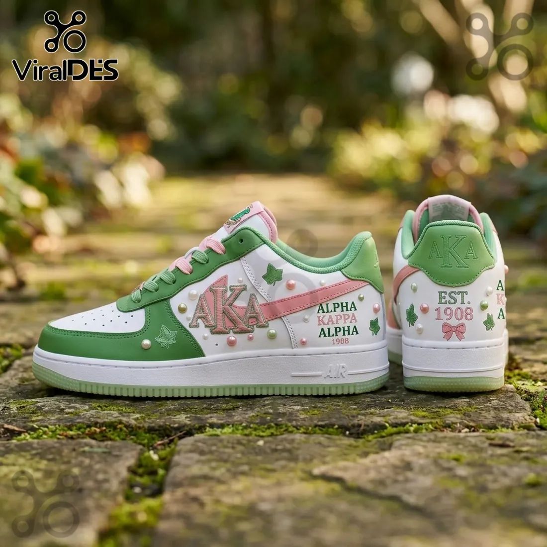 Alpha Kappa Alpha AKA Pink Green Ivy Pearl Custom 1908 Air Force 1
