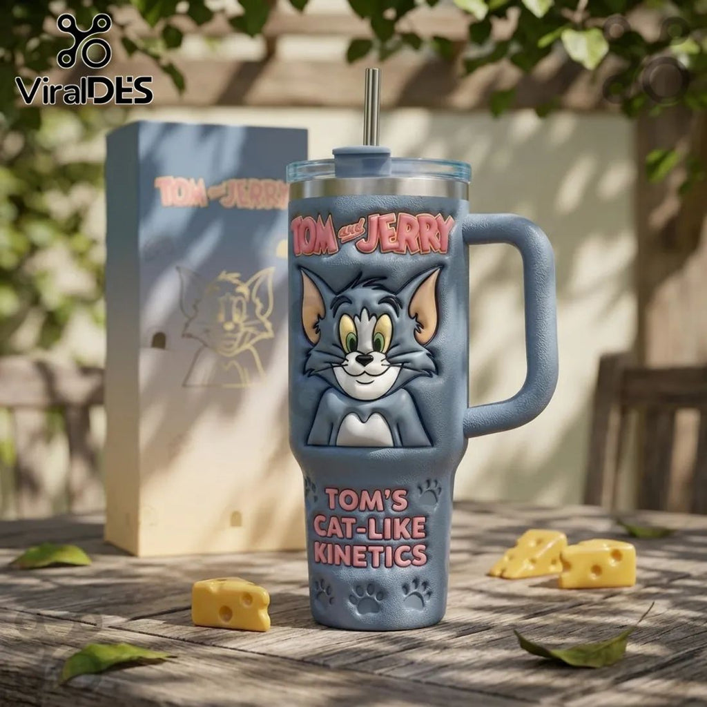 Tom and Jerry Embossed Tom Character Stanley Tumbler