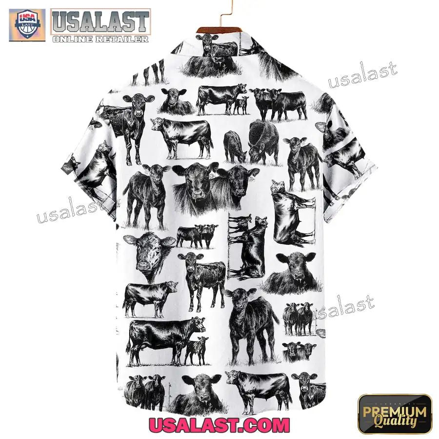 Black Angus Cattle Pattern Hawaiian Shirt
