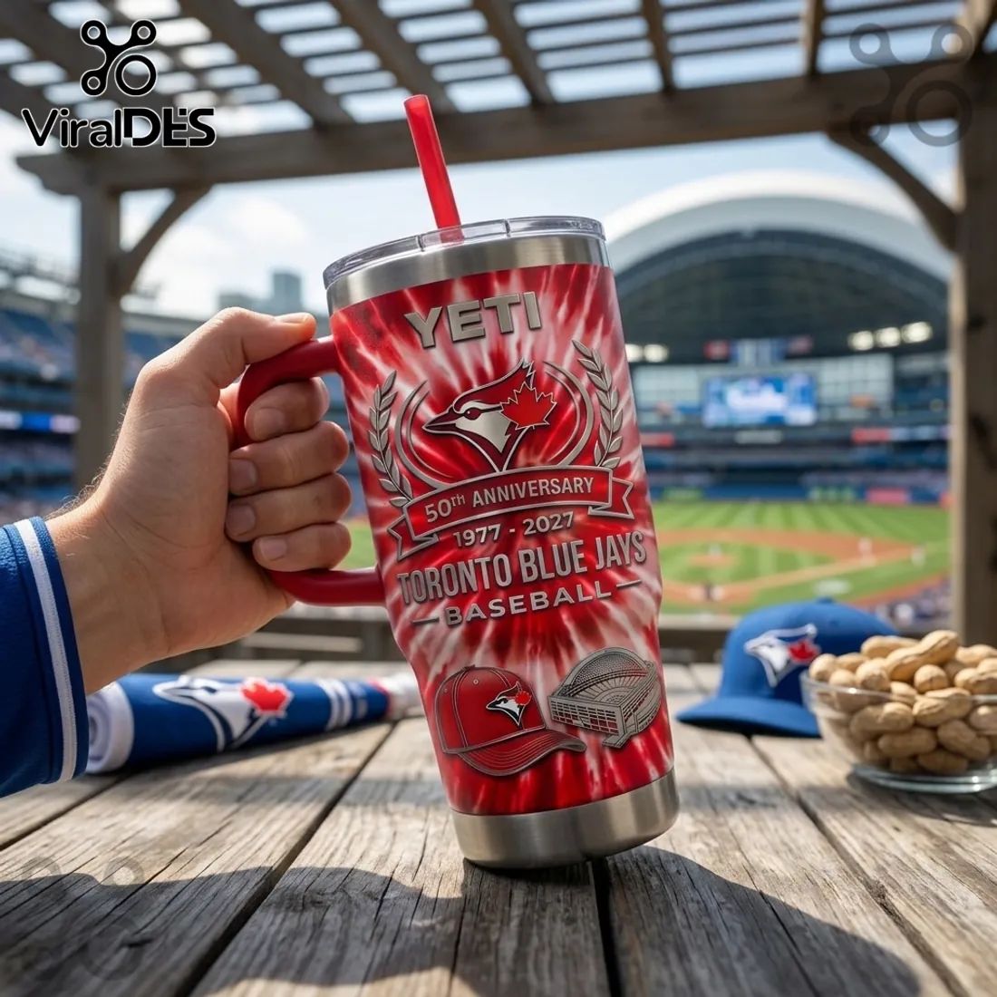 Toronto Blue Jays 50th Anniversary Tie Dye YETI StanleyTumbler