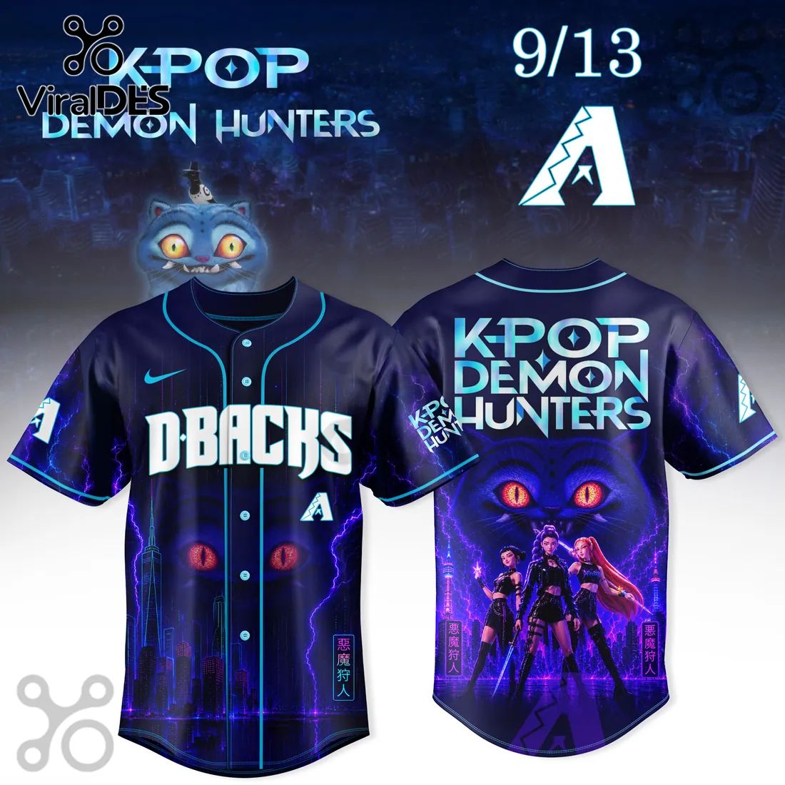 Kpop Demon Hunters Arizona Diamondbacks Jersey