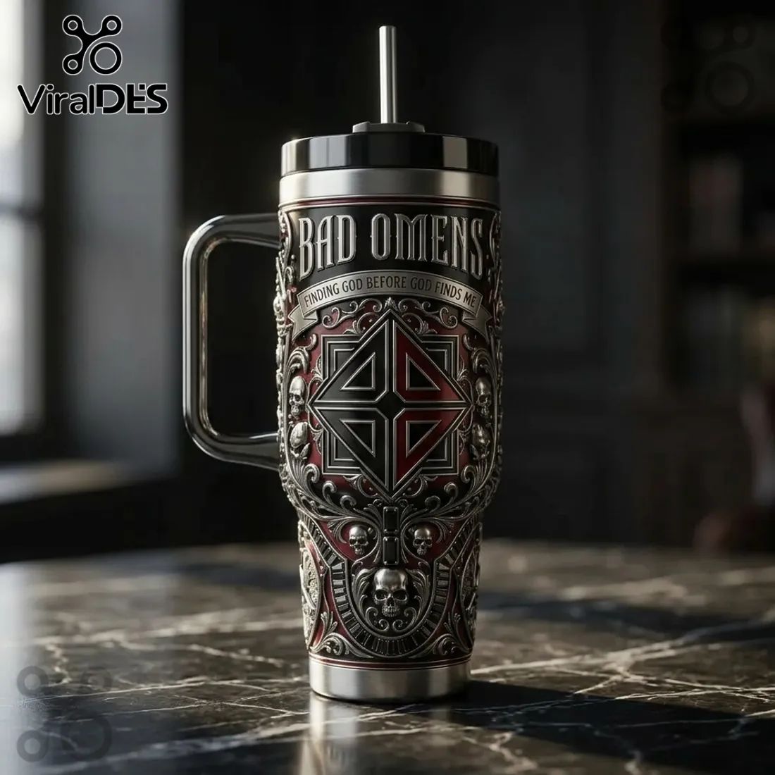 Bad Omens Finding God Gothic Skull 40oz Stainless Steel Tumbler