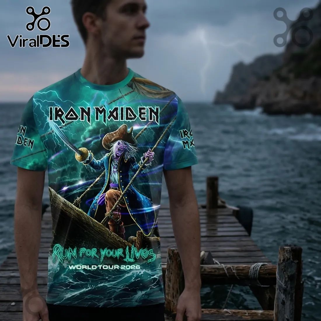 Iron Maiden Eddie Pirate 2026 World Tour T-Shirt