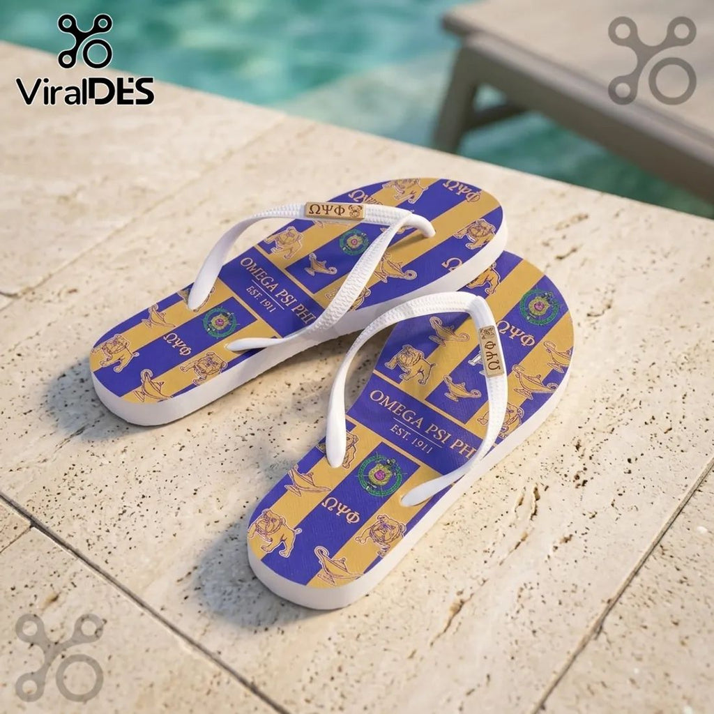 Omega Psi Phi Que Dog Beach Flip Flops