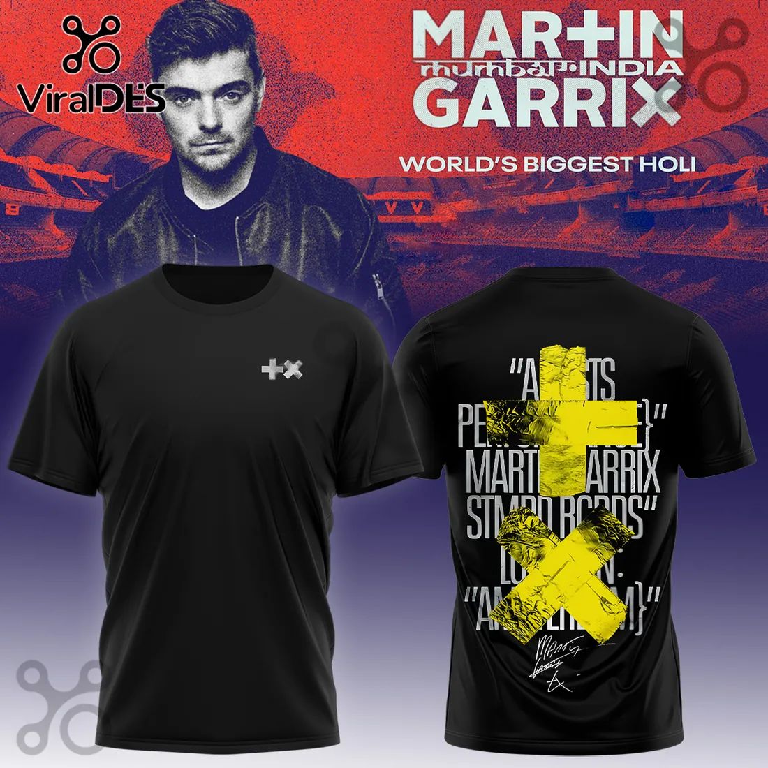 Martin Garrix Holi India Event Black Graphic Fan Merch T-shirt