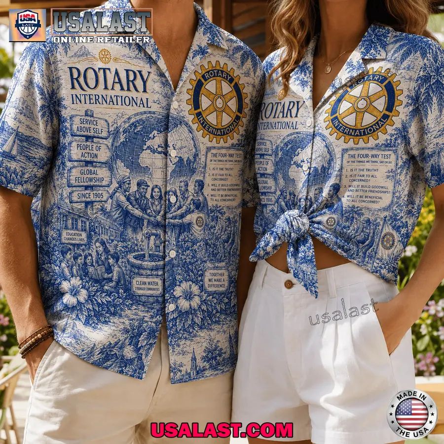 Rotary International Vintage Tropical Hawaiian Shirt