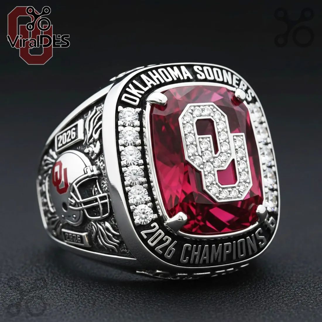 Oklahoma Sooners 2026 Championship Ruby Red Stone Ring