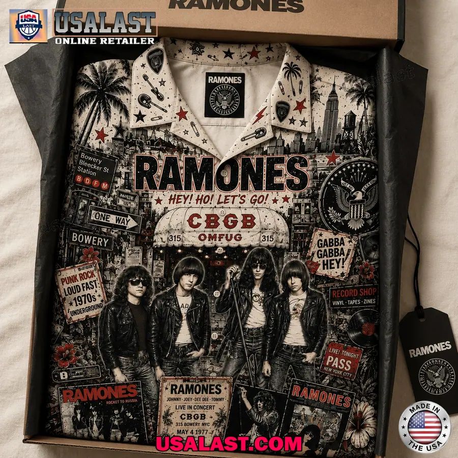 Ramones Hey Ho Let’s Go Vintage Hawaiian Shirt