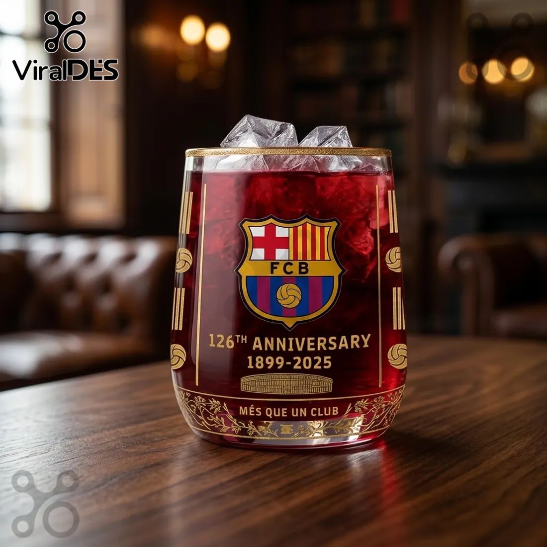 FC Barcelona 126th Anniversary Crystal Whiskey Glass