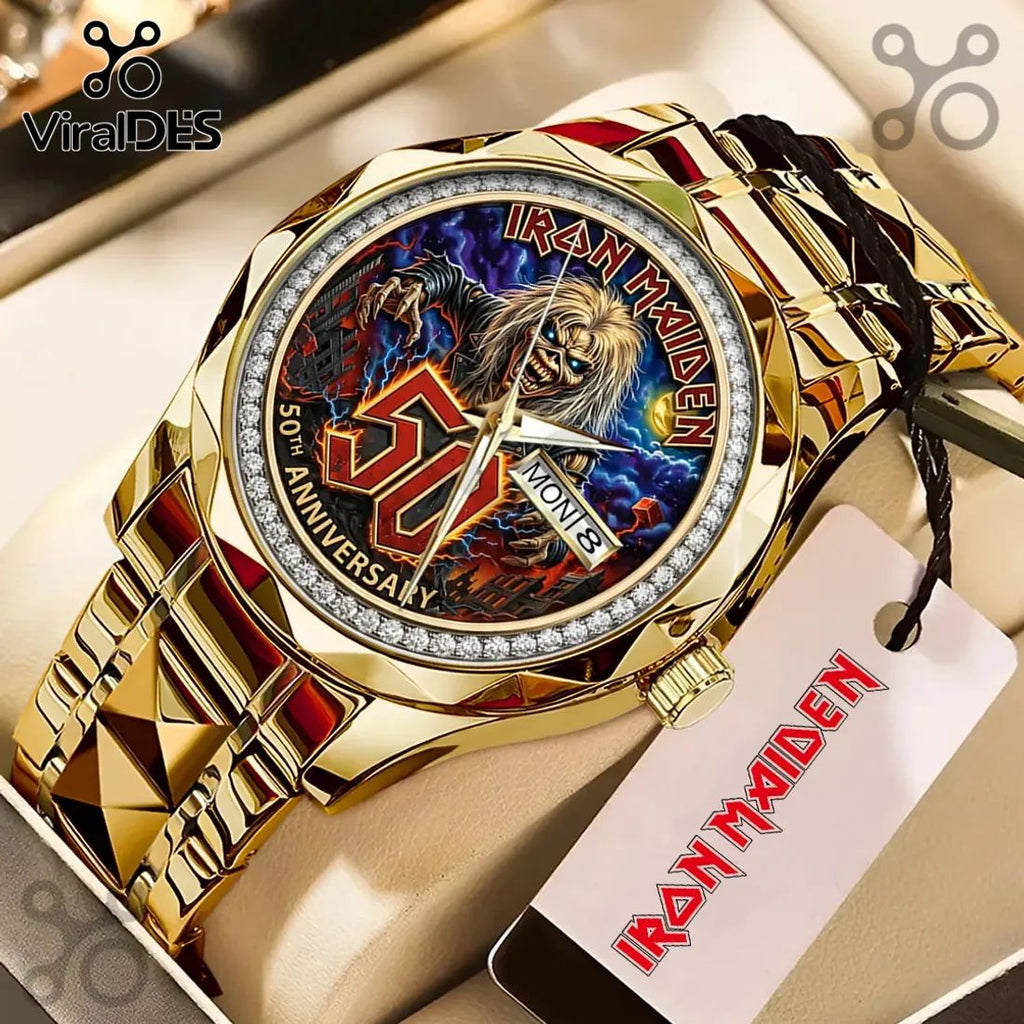 Iron Maiden 50th Anniversary Gold Tone Quartz Watch
