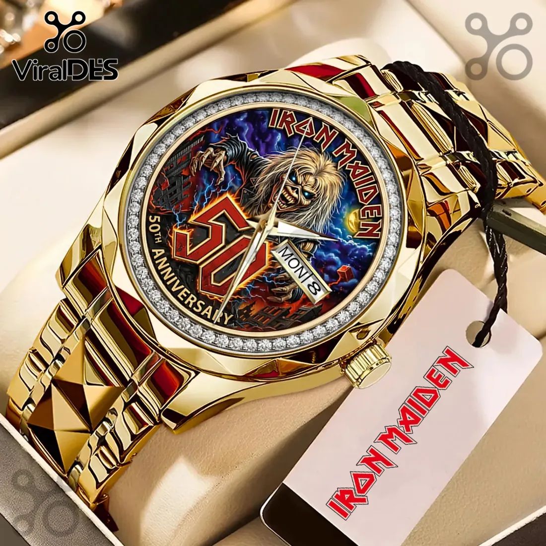 Iron Maiden 50th Anniversary Gold Tone Quartz Watch