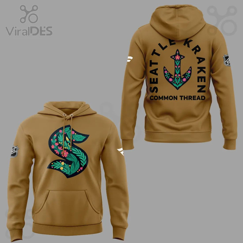 Seattle Kraken Green Night Floral Logo Hoodie
