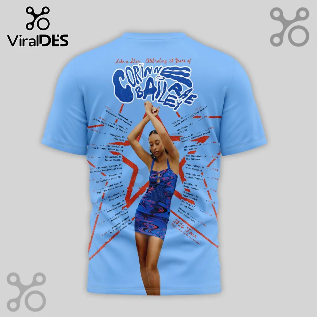 Corinne Bailey Rae Like A Star 20th Anniversary Tour T-Shirt