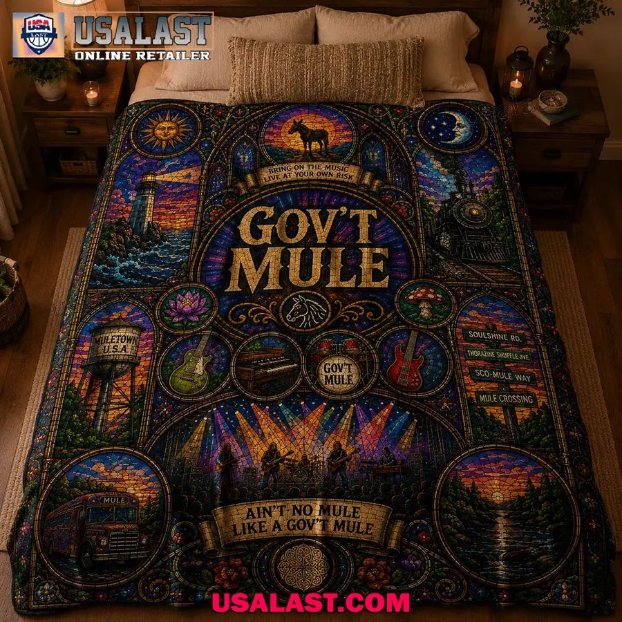 Gov’t Mule Blues Rock Stained Glass Quilt Blanket