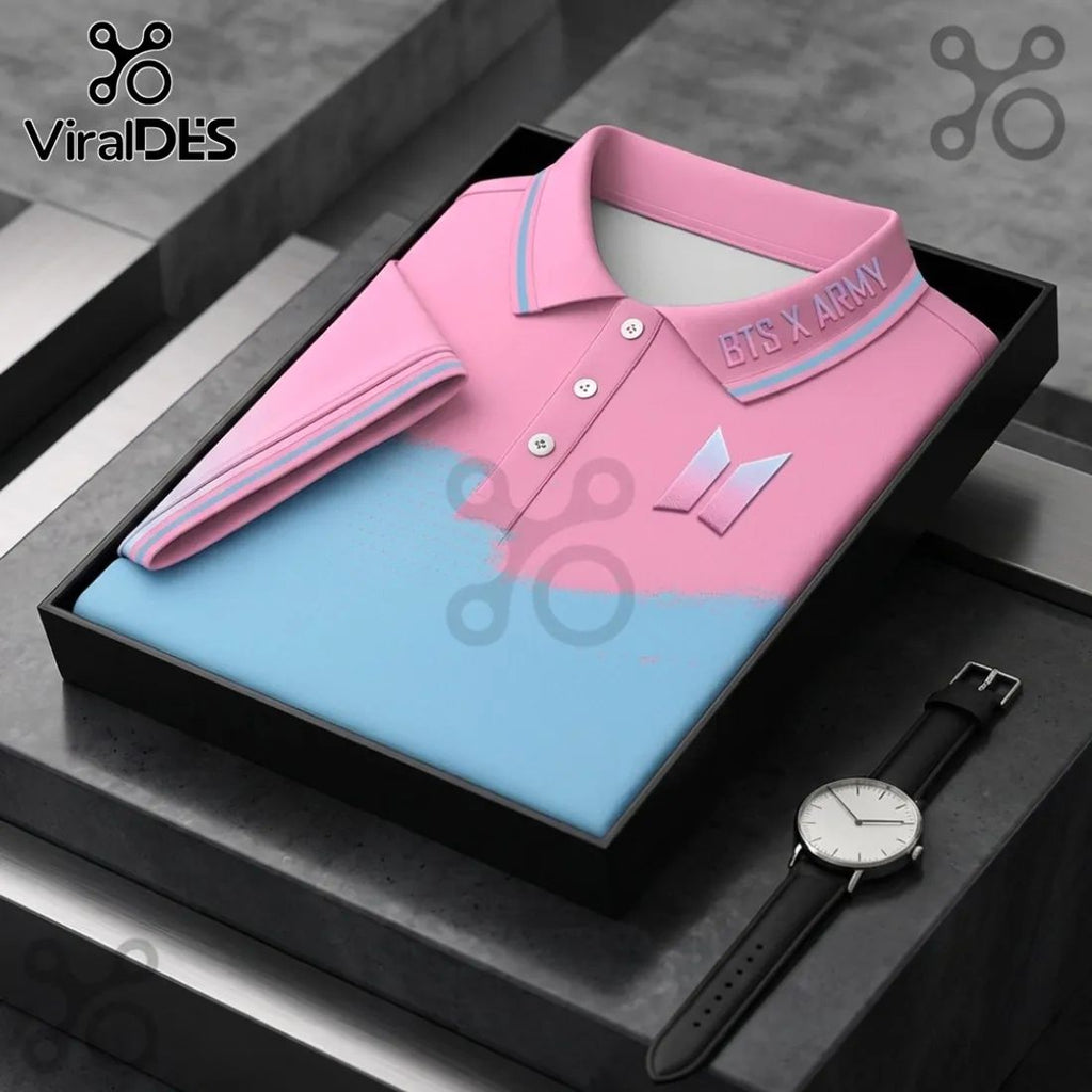 BTS x Army Custom Name Pink Polo Shirt