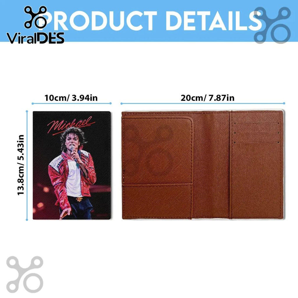 Michael Jackson King of Pop Black Leather Passport Cover
