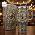 Vegas Golden Knights Luxury Ornate Gold Diamond 40oz Insulated Tumbler