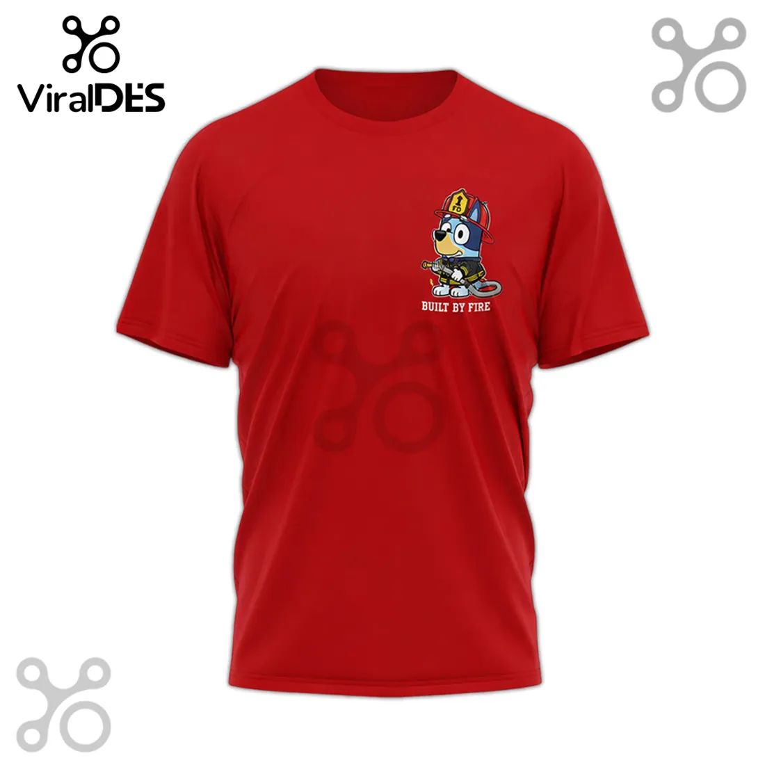 Bluey Fire Department Cartoon Character Graphic T-Shirt