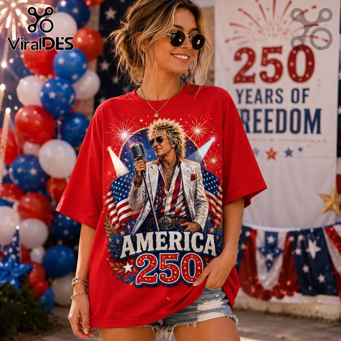 2026 Rod Stewart x America 250 Years of Freedom Red Shirt