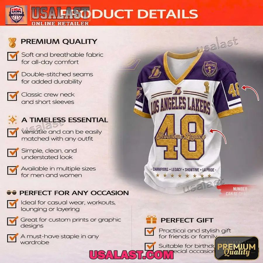 Los Angeles Lakers Showtime Legacy Printed V-Neck Shirt