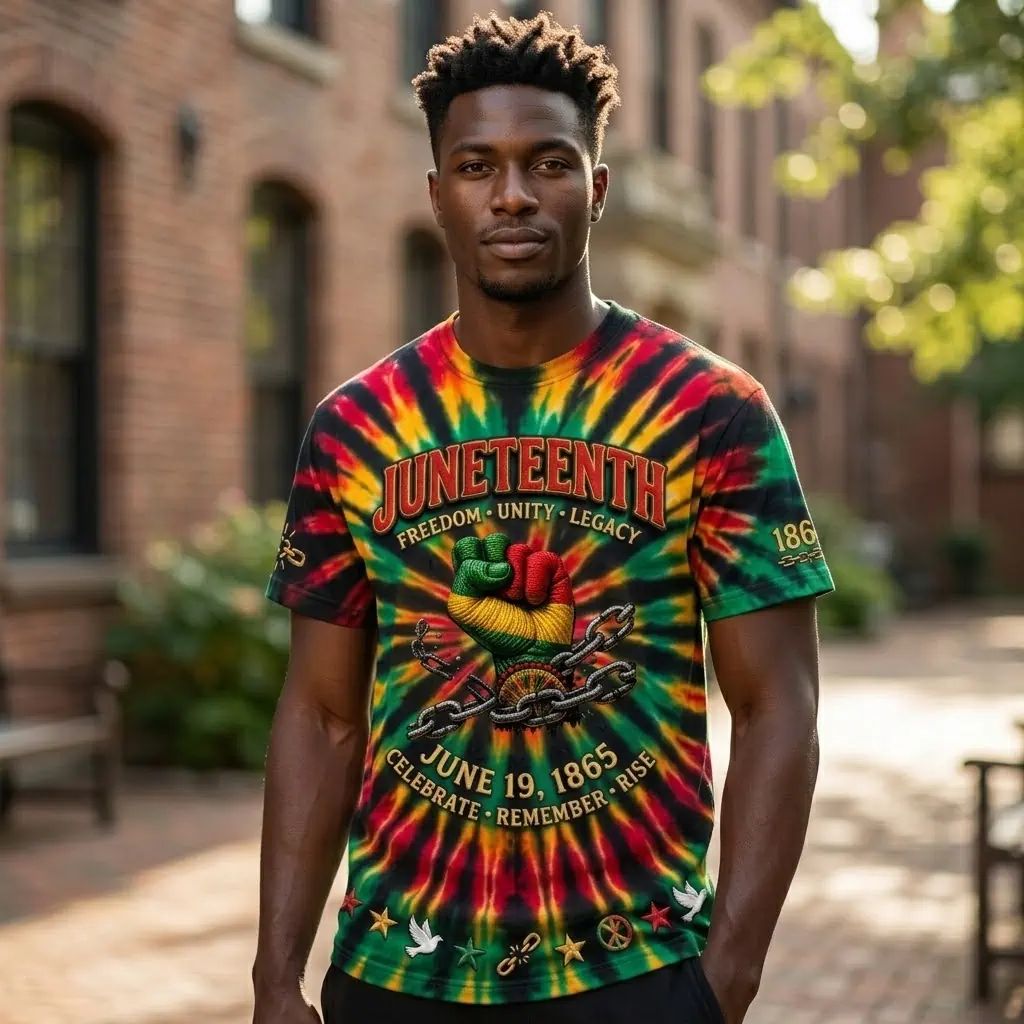 July 4th Juneteenth 1865 Because My Ancestors Weren’t Free In Tie-Dye Shirt
