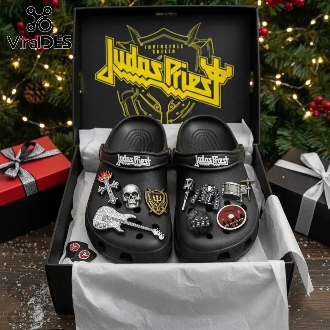 Judas Priest Invincible Shield Limited Edition Crocband Clogs