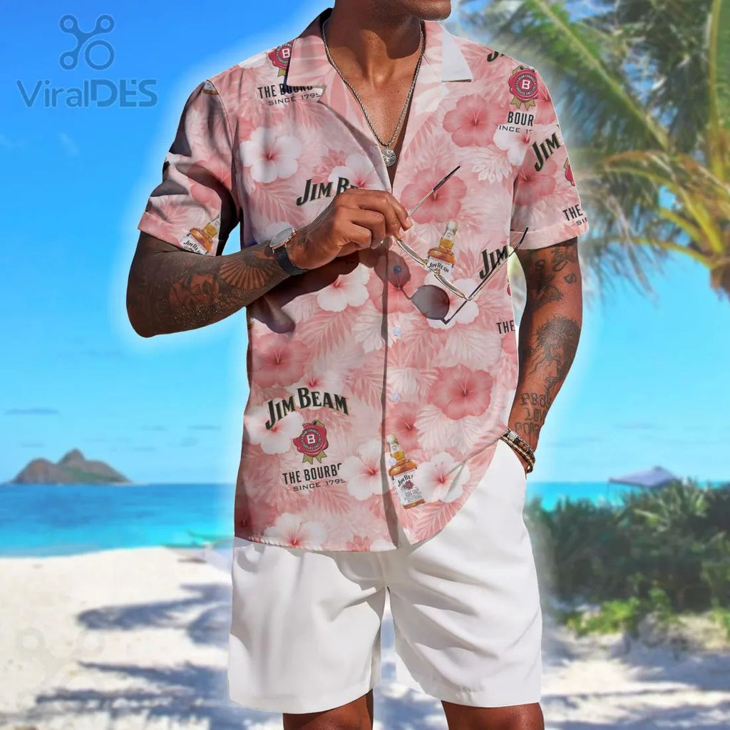 Jim Beam No King Just Bourbon Skeleton Hands Hawaiian Shirt