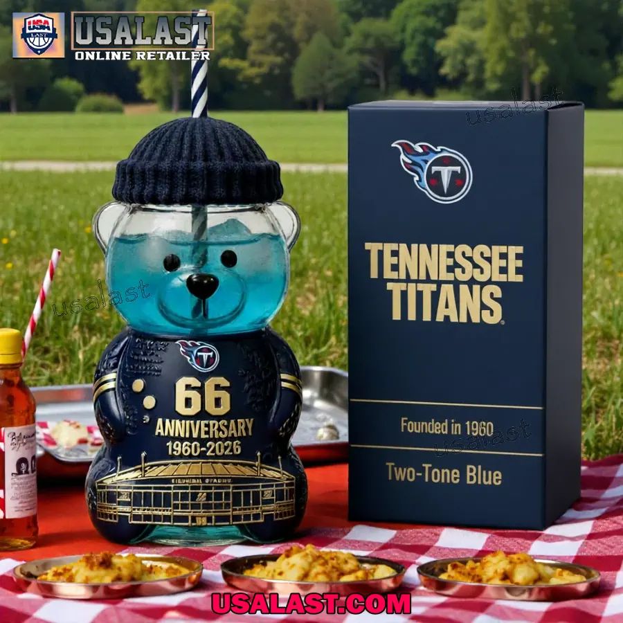 Tennessee Titans 66th Anniversary Collectible Bear Glass Cup