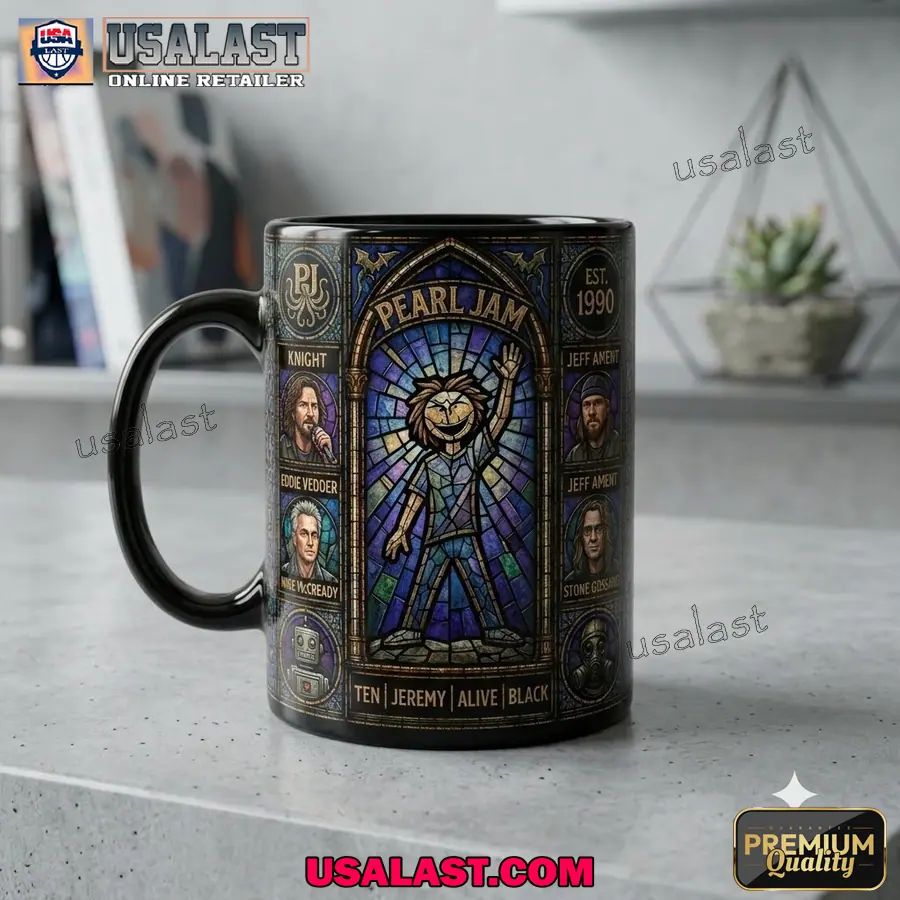 Pearl Jam Band Stained Glass Coffee Mug