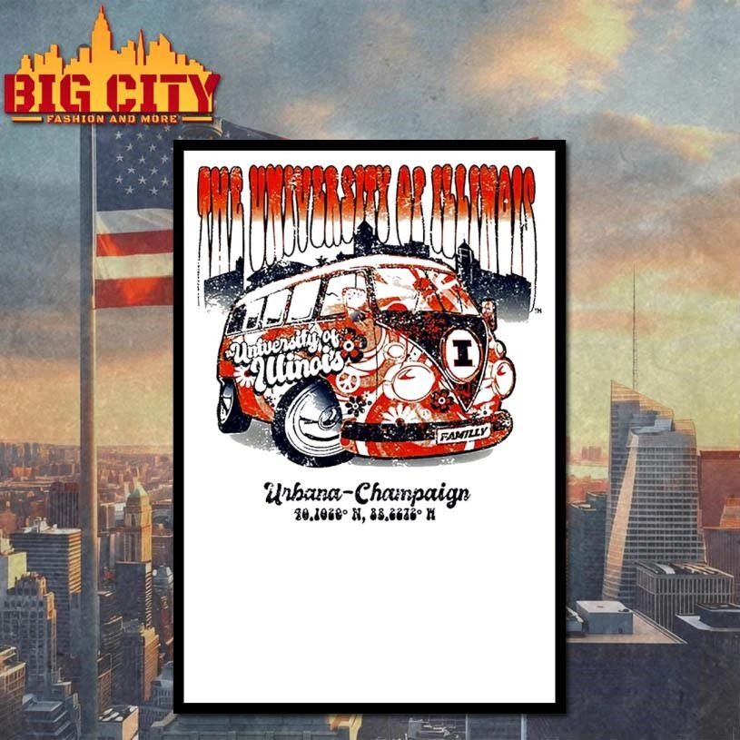 The University of Illinois Fighting Illini Tan Flower Bus shirt