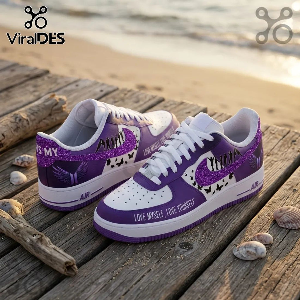 BTS Purple Butterfly Air Force 1 Sneakers