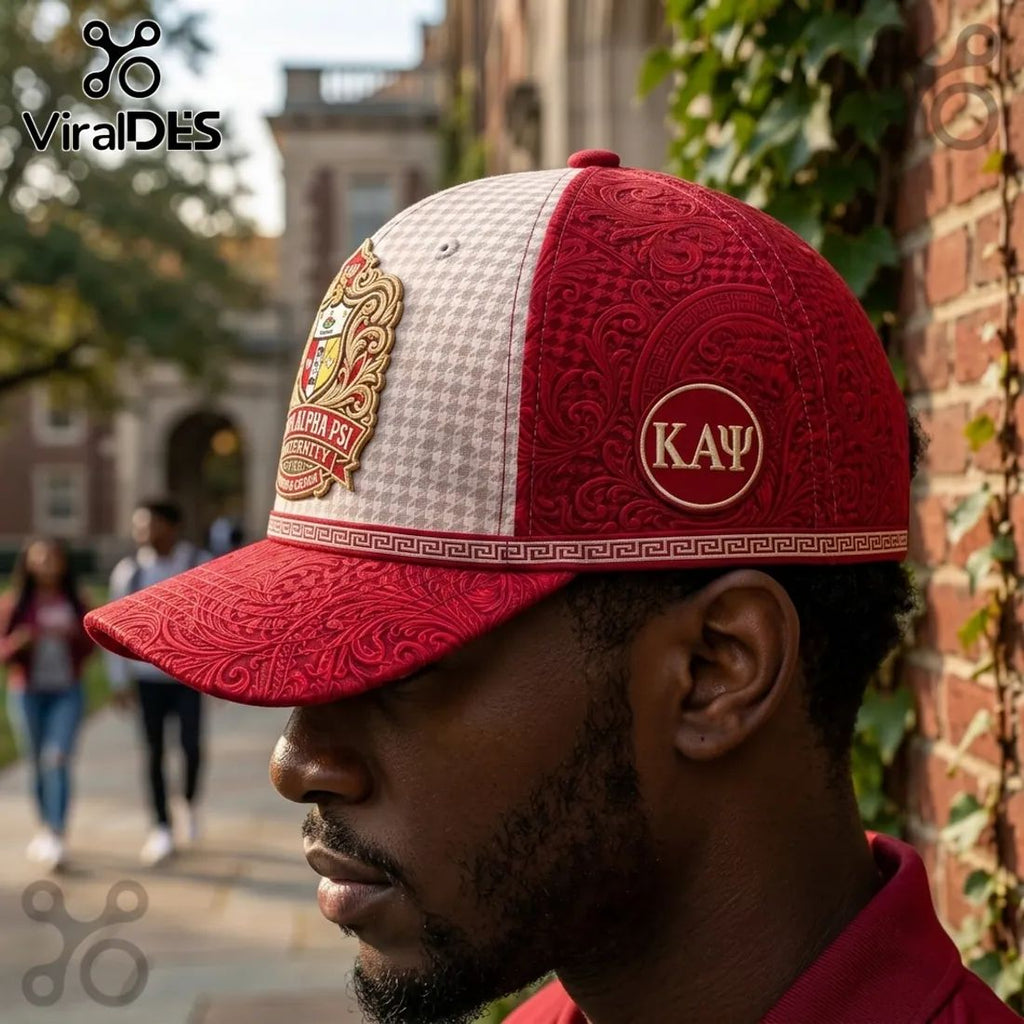Kappa Alpha Psi Crimson Cream Crest Embroidered Cap